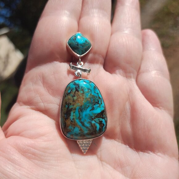 Jay King DTR mine finds Ceremonial Kingman Turquoise slide 925 Sterling Silver - Picture 13 of 15